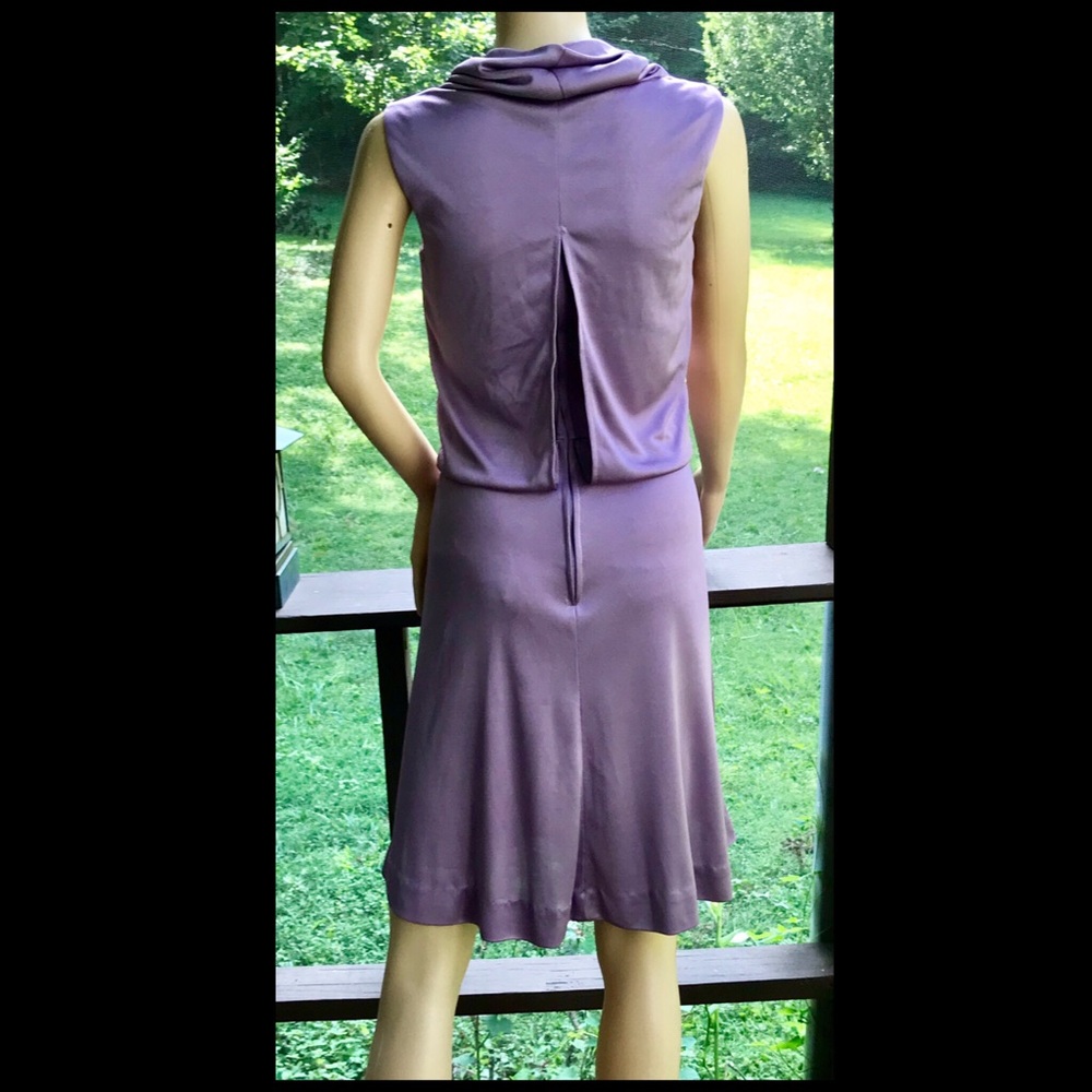 ▪️VTG▪️1970’s Sleeveless Lilac Purple Cowl Neck Blouson Dress - Picture 2 of 3